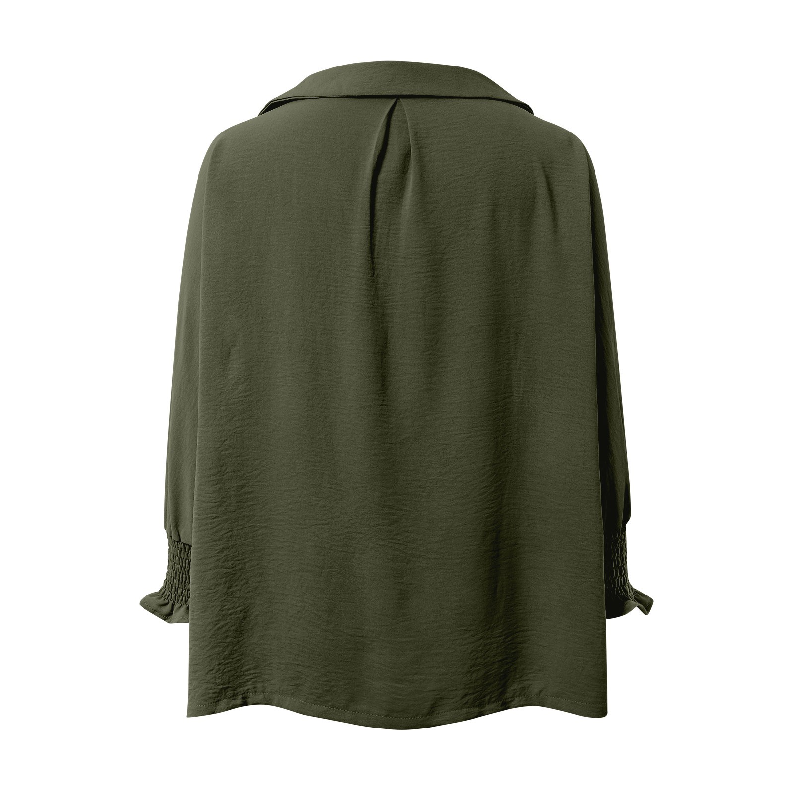 thumbnail image 5 of Vestido camisero holgado informal con cuello en V y mangas cortas para mujer - Mangas largas, estampado floral, mezcla de poliéster - Estilo para todas las estaciones, 5 of 5
